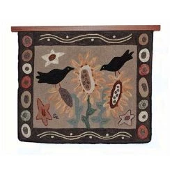 Two Crows And Sunflowers Rug Hook Pattern